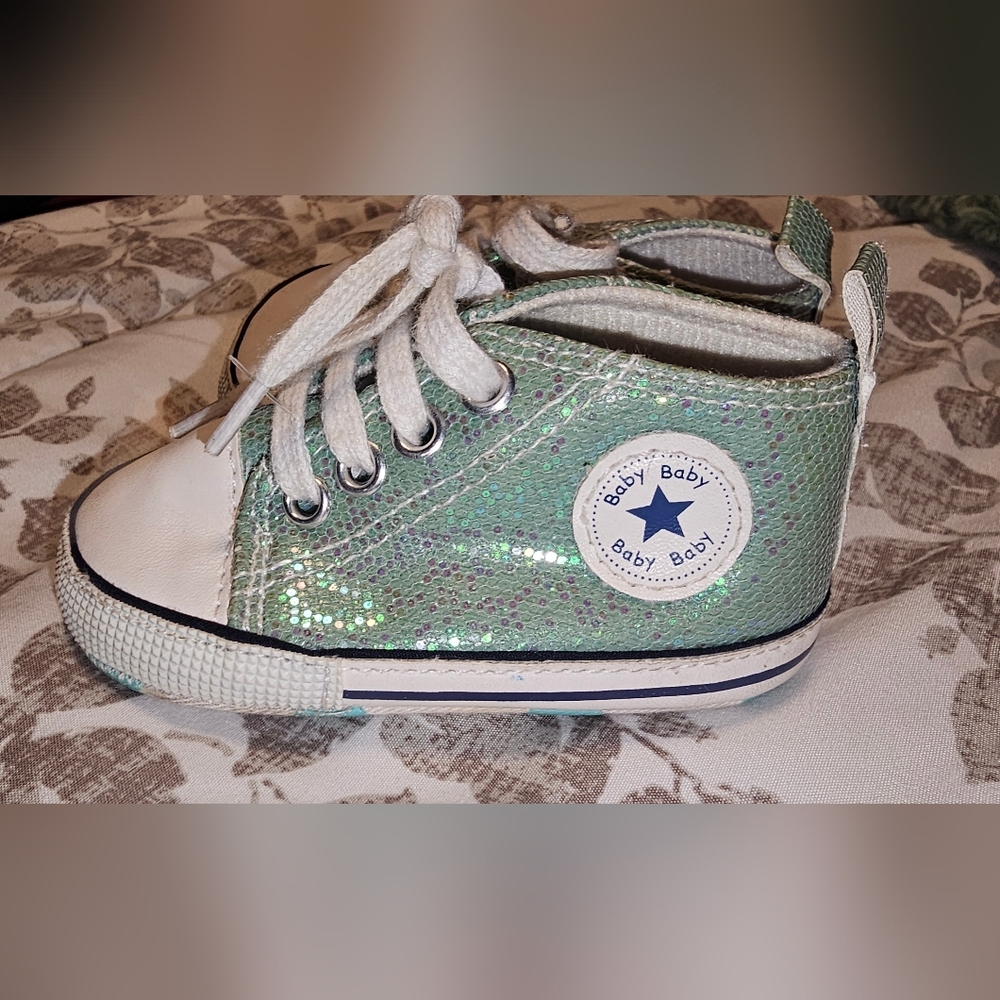 Sparkly Green Kids Sneakers